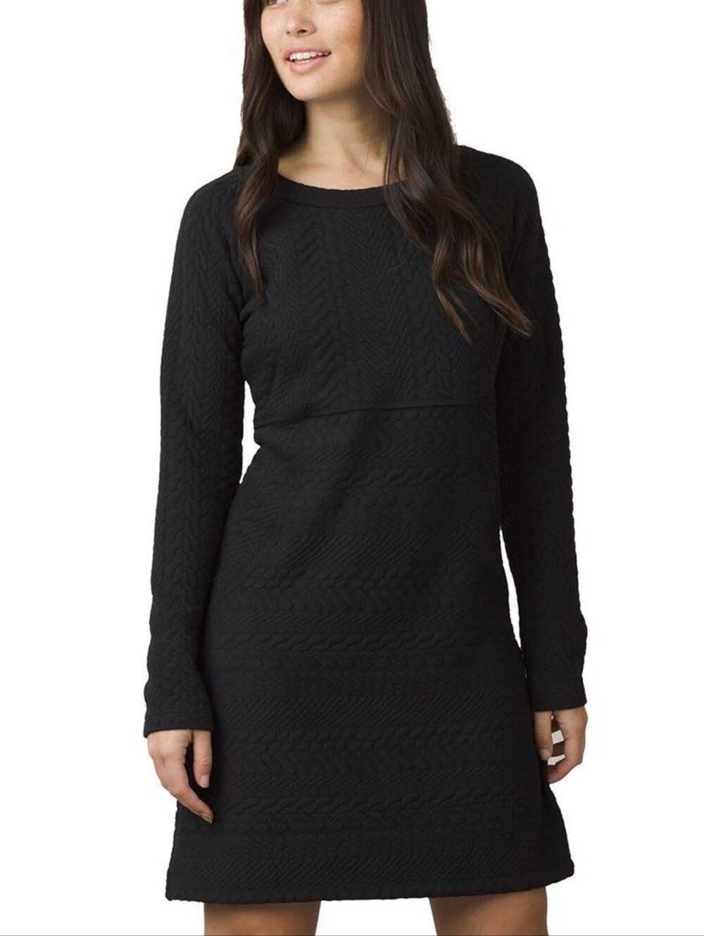 prAna Macee Dress Small Black Jacquard Knit Long Sleeve